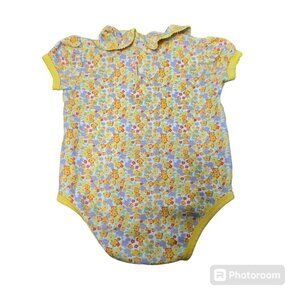 Vintage 80s 90s Baby Girl Yellow Floral One Piece Bodysuit 18 Months
